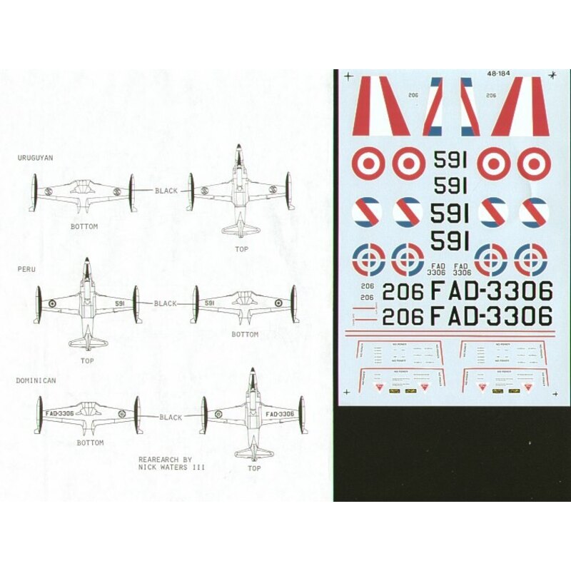 Lockheed T-33 Shooting Star (3) Dominica Air Force 1969 FAD-3306 Uruguay 1968 206 Peru Air Force