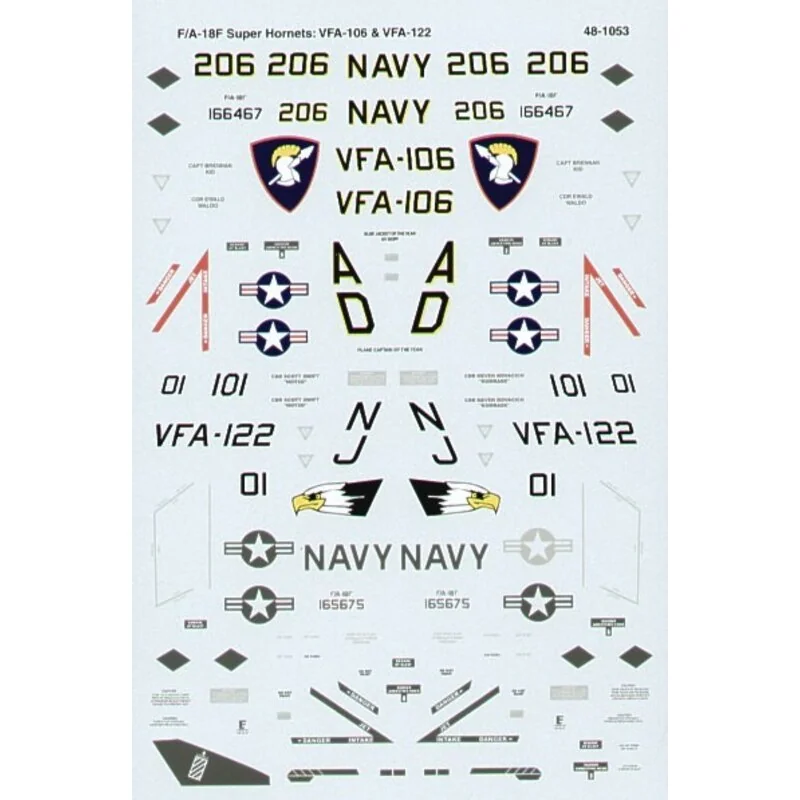 McDonnell Douglas F/A-18F Super Hornets (2) 165675 NJ/101 VFA-122 166467 AD/206 VFA-106