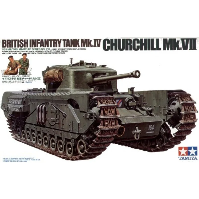 Churchill Mk.VII includes 3 crewman and 1 European Farmer figure and small 4 wheel cart