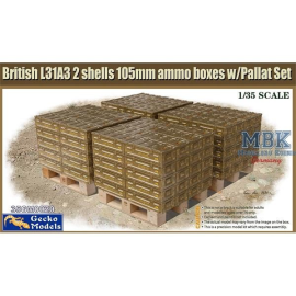 British L31A3 2 shells 105mm ammo boxes & Pallet 