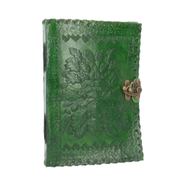 LEATHER DIARY EMBOSS GREENMAN & TWO LOCK 