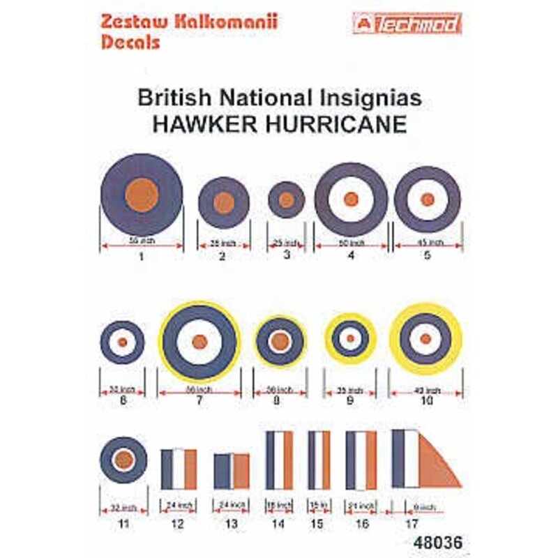 RAF National Insignia Part 2. - Hawker Hurricane sizes