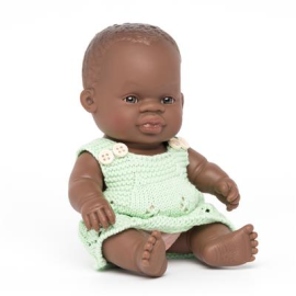 ML Dolls: AFRICAN GIRL BABY DOLL DRESSED 21cm 