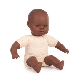 ML Dolls: AFRICAN BABY DOLL with FABRIC BODY 32cm 