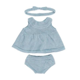 ML Dolls: blue KNITTED CLOTHES SET for girl 38cm 
