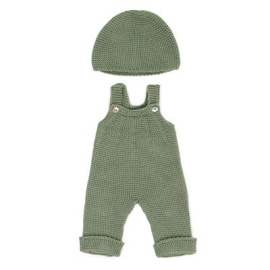 ML Dolls: Green KNITTED OVERALLS for boy 38cm, eco and recycled 