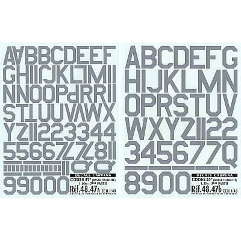 Grey Code Letters and Numbers 45 degree corners 2 sizes. 1.00m 1.25m Double sheet