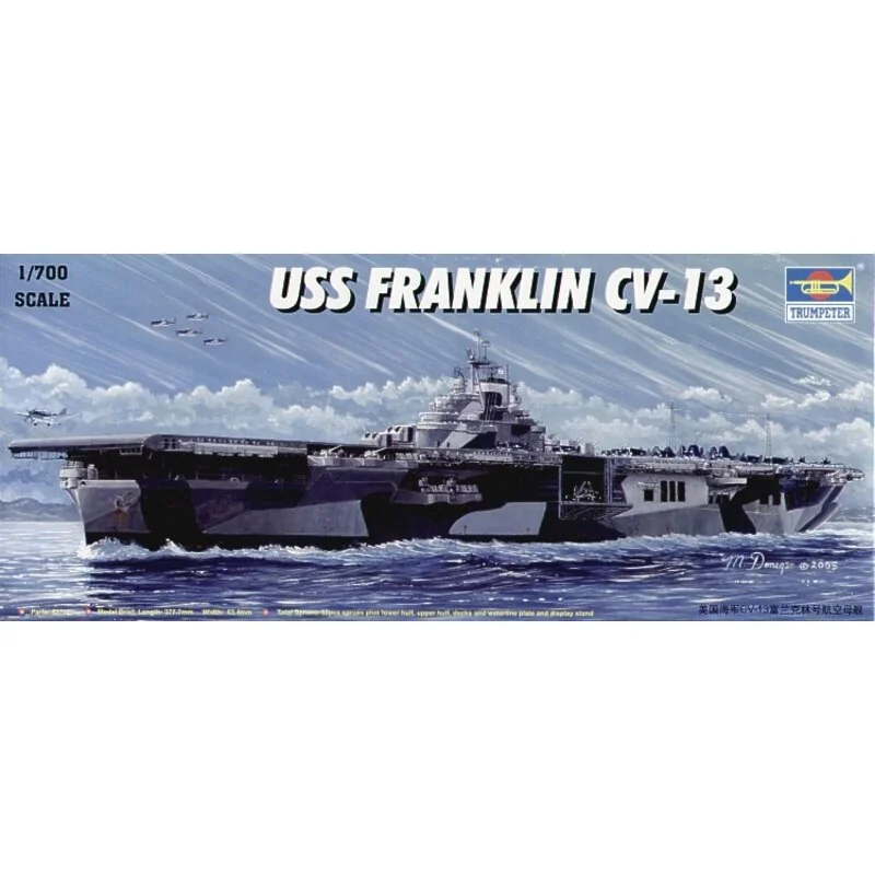 USS Franklin CV-13 aircraft carrier with blue vac-formed sea base