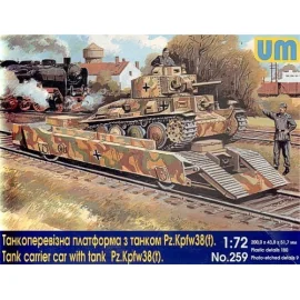 Tank carrier railway car with tank Pz.Kpfw.38(t) Model kit