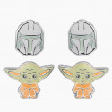 THE MANDALORIAN - 2 Pairs of Earrings - Brass Silver Plated 