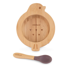 ML Baby: CHICK BOWL and SPOON, in bamboo and silicone 