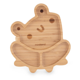 ML Baby: FROG PLATE 22.4x26x3cm, in bamboo and silicone, 6m+ 