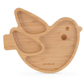 ML Baby: CHICK PLATE 22.4x26x3cm, in bamboo and silicone, 6m+ 