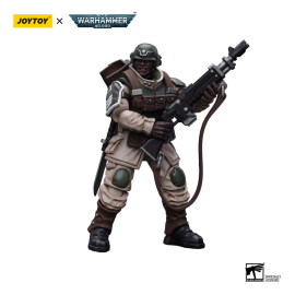Warhammer 40k figurine 1/18 Astra Militarum Cadian Command Squad Veteran with Regimental Standard 12 cm Action Figure