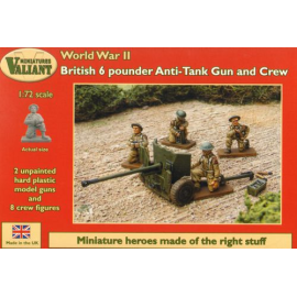 British 6 pdr Anti-Tank Gun and Crew. The box contains 2 model guns, 8 crew & accessories