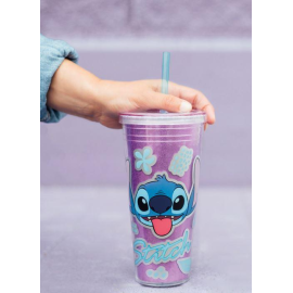 STITCH - Purple Glitter - Fashion Cup + Straw - 560ml Format 