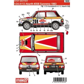 FIAT A112 ABARTH SAN REMO 1983 Decal 