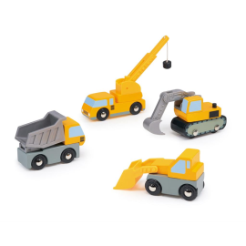 Mentari Vehicles: CONSTRUCTION CARS, 4 pieces, wooden, boxed, 3+ 