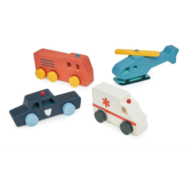 Mentari Vehicles: EMERGENCY VEHICLES, 4 pieces, wooden, in box, 18m+ 