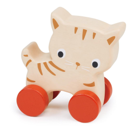Mentari Bambino: CAT ON WHEELS 11x5.5x10.5cm, wooden, in box, 6m+ 