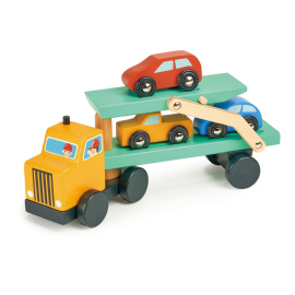 Mentari Vehicles: CAR TRANSPORTER with 3 CARS 25x7x13cm, wooden, in box, 3+ 