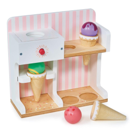 Mentari Boutique: ICE CREAM STAND 20x8.5x18.5cm, with 3 scoops and 3 cones, wooden, in box, 3+ 