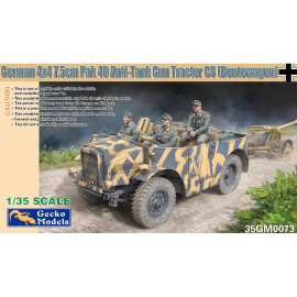 GECKO: 1/35; German 4x4 7.5cm Pak 40 Anti-Tank Gun Tractor C8 (Beutewagen) Model kit 