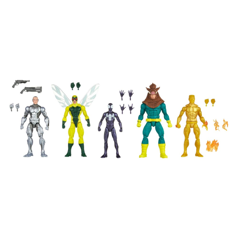 Spider-Man Marvel Legends pack 5 figures Spider-Man, Silvermane, Human Fly, Molten Man, Razorback 15 cm