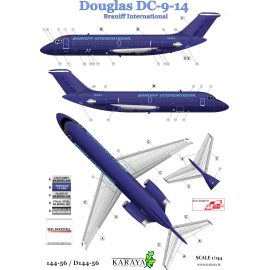 Douglas DC-9-14 - Braniff International (N931EA) - plastic/resin parts Fly CZ + silk/digital printed decals. Model kit 