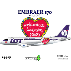 Embraer 170 PLL LOT (early and special WOSP liveries) - plastic parts HASEGAWA + silk/digital printed decals. Model kit 