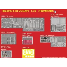 Vought F-8J Crusader US NAVY (designed to be used with model kits from Trumpeter) ED32225 F-8J exterior ED32233 F-8E/J weapon ED