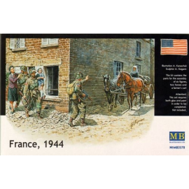 France 1944. Includes 3 x soldiers including 1 carrying child, 1 helping young lady, 1 cart, 2 horses and Nun. Figure