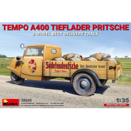 TEMPO A400 TIEFLADER PRITSCHE 3-WHEEL BEER DELIVERY TRUCKHIGHLY DETAILED PLASTIC MODEL KIT IN 1:35 