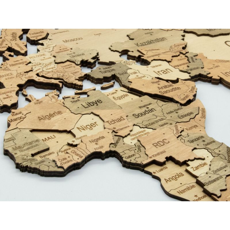 Clear 3D WOODEN WORLD MAP M