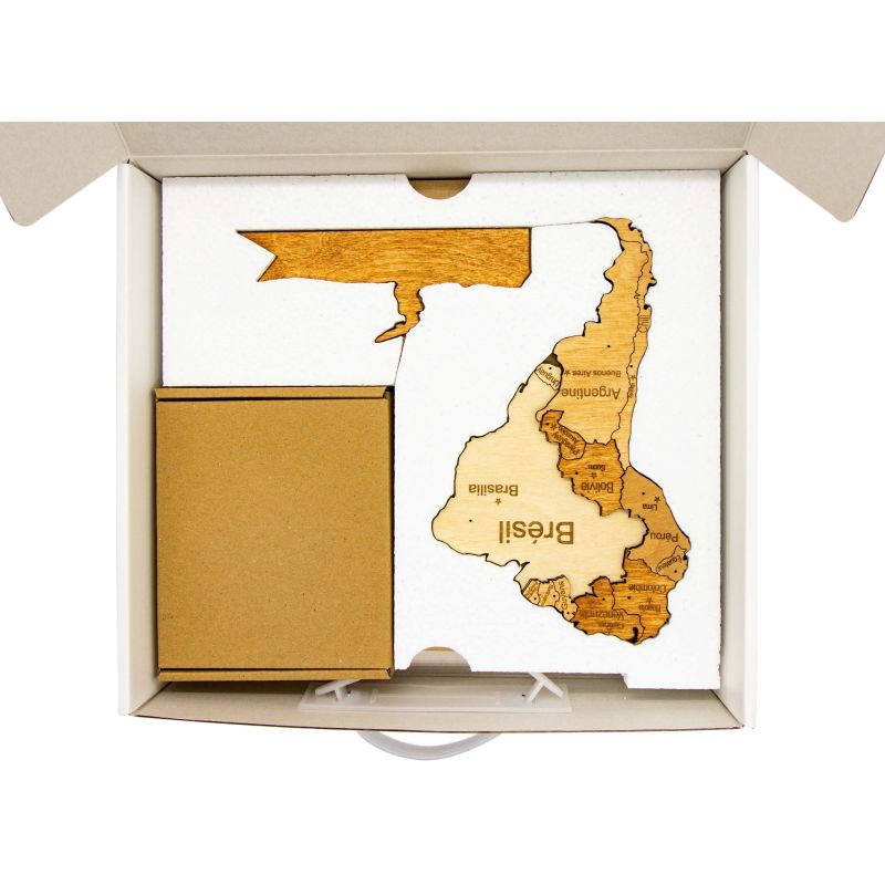 Clear 3D WOODEN WORLD MAP L