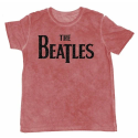 THE BEATLES - BurnOut Collar T-Shirt - Logo Red - Men