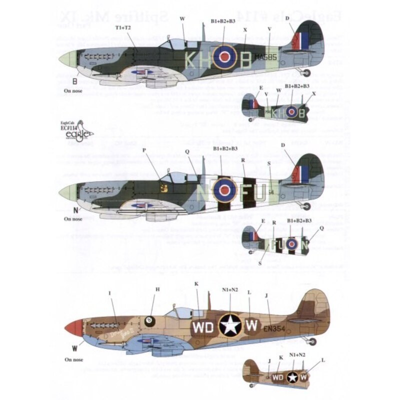 Supermarine Spitfire Mk.IX (3) MA585 KH-B 403 Squadron RCAF P/O Buzz Beurling EN354 WD-W 52nd FG Lt Leonard V. Helton N.Africa c