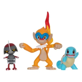 Pokémon pack 3 figures Battle Figure Set Scalpion, Squirtle 1, Chimpenfeu 5 cm