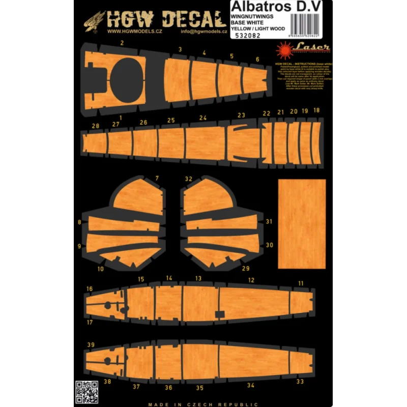 Albatros DV / D.Va - Yellow panels base white | pre-cut (laser) | Wingnut Wings