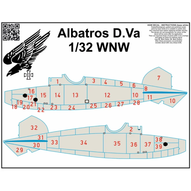 Albatros DV / D.Va - Yellow panels base white | pre-cut (laser) | Wingnut Wings