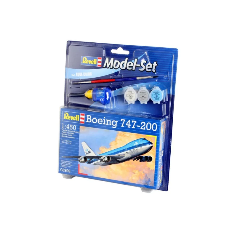 Boeing 747-200 Model Set - box containing the model, paints, brush and glue