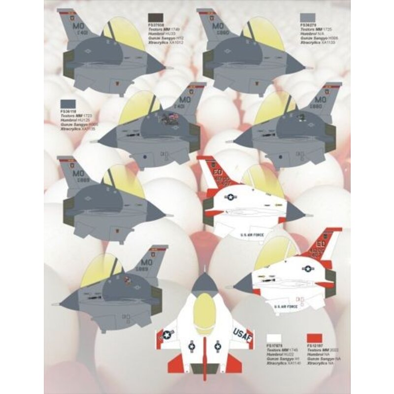 F-16 Fighting Falcon grey paint schemes (designed to be used with model kits from Hasegawa Egg)