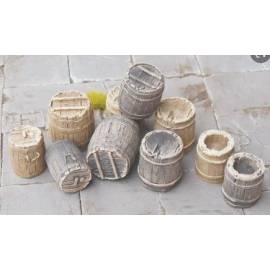 10 wooden barrels