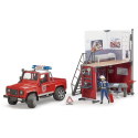 Fire station with LAND ROVER Defender, character and accessories