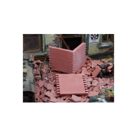 Set of 6 red brick wall segments