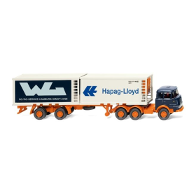 KRUPP 6x2 with tray and HAPAG LLOYD/WL fridge container Die-cast 