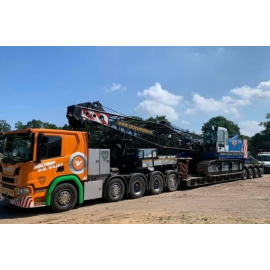 SCANIA P LOW CP20 10x4 with 5-axle bar loader and 1-axle dolly HOLTROP VD VLIST Die-cast 