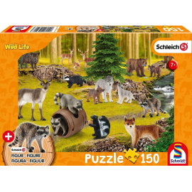 150 Piece Puzzle SCHLEICH Wild Animals with Figurine 