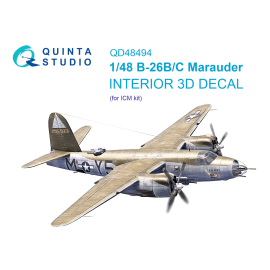 Martin B-26B Marauder 3D-Printed & colored Interior on decal paper (designed to be used with ICM kits) 