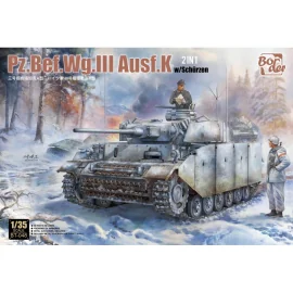 BORDER MODEL: 1/35; Panzer Bef.Wg.III Ausf.K with PE shurzen (2 in 1) and metal barrel Model kit 